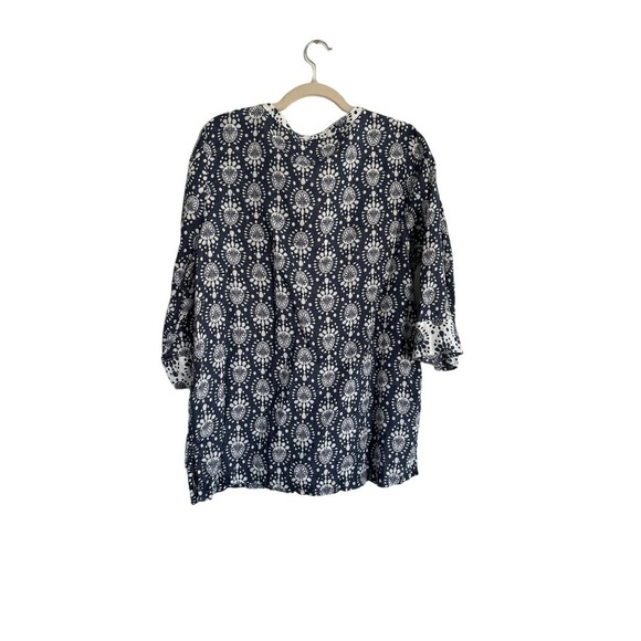 Sigred Olsen 100% Linen Tunic Top Botanical Print Blue and White Size L - Picture 5 of 5